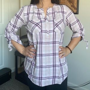 New York jones pink flannel long sleeve